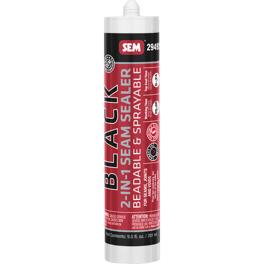 SEM 2-IN-1 Seam Sealer 29492, 9.5 oz Tube, Black