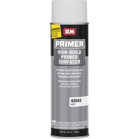 SEM 42043 High-Build Primer Surfacer, White, 20 oz Aerosol Can