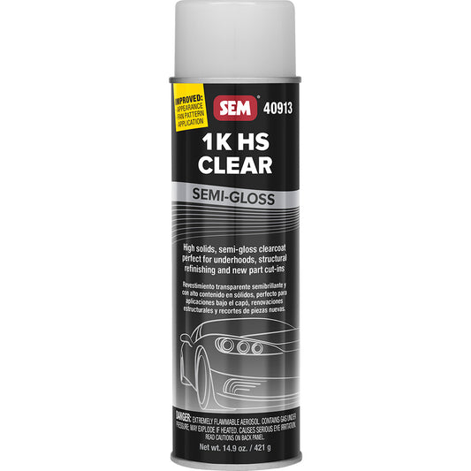 SEM 40913 1K HS Clearcoat, 20 oz Aerosol Can, Semi-Gloss Finish