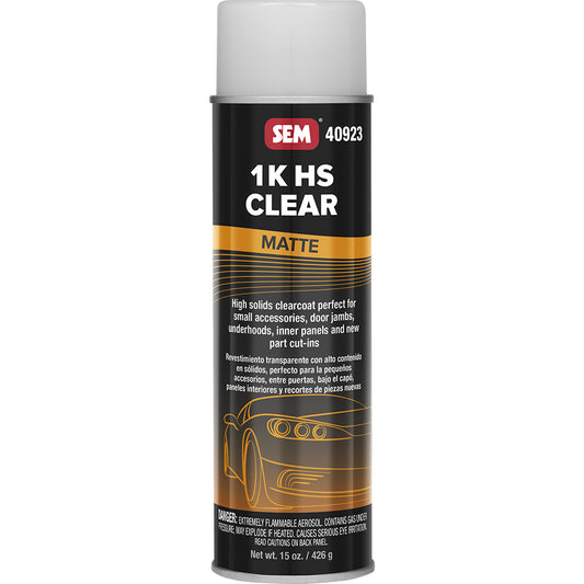 SEM 1K HS Clear Matte Finish Aerosol Clearcoat, 20 oz, Part 40923