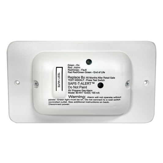 Safe-T-Alert 80 Series White 12V Propane Gas Alarm with Trim Ring, 80-441-WT-TR