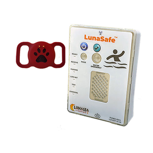 Lunasea Lighting LLB-64PR-02-K2 Water-Activated Pet Safety RF Transmitter with Rechargeable Alarm Receiver, Red