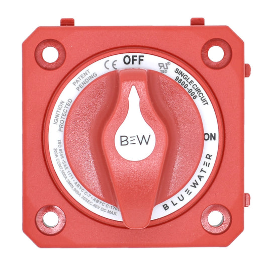 Bluewater 9800-006-10 On/Off Battery Switch, Panel Mount, Red, 300 Amp DC