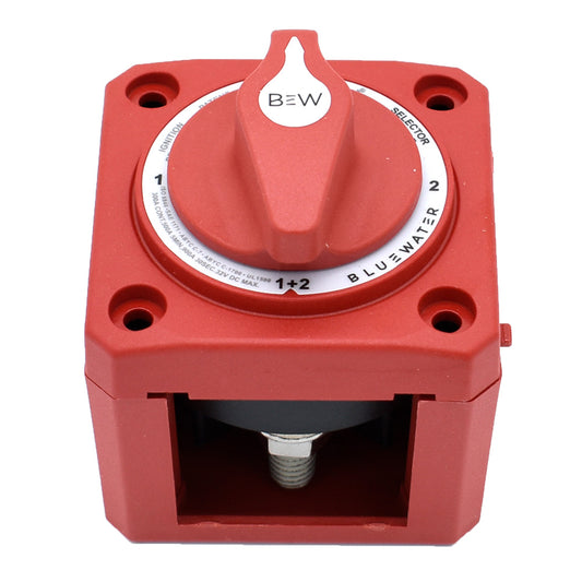 Bluewater 9800-007-11 Off/1/2/Both Battery Switch, Surface Mount, Red, 300A DC