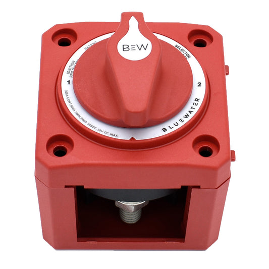 Bluewater 9800-008-11 OFF/1/2 Battery Switch, Surface Mount, Red, 300 Amp DC