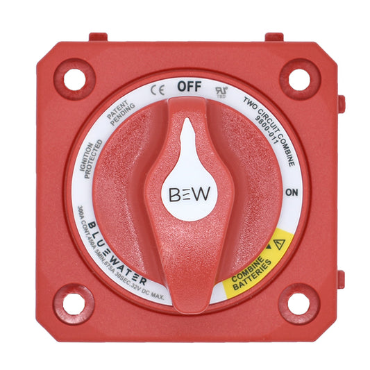 Bluewater 9800-011-10 Dual Circuit Plus Combine Battery Switch, Panel Mount, Red