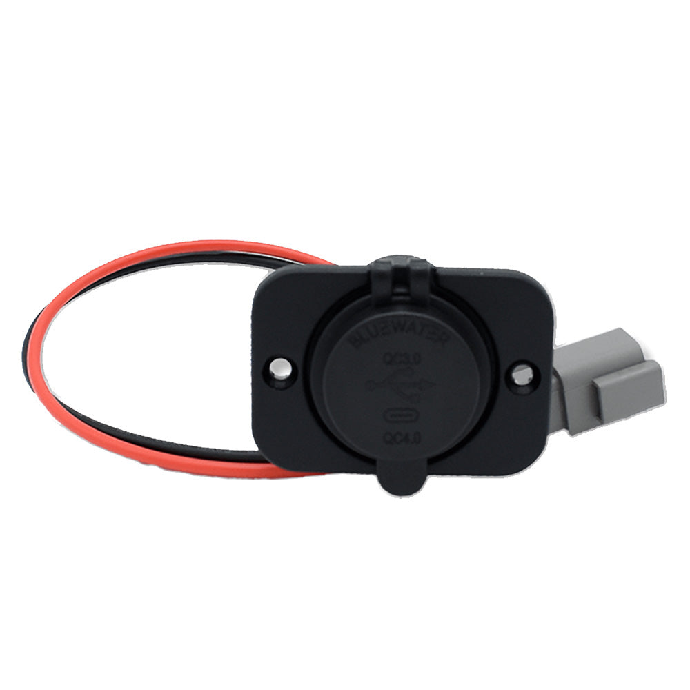 Bluewater USB/USB-C Panel-Mount Charger with Deutsch Connector and Plate, 6000-3005