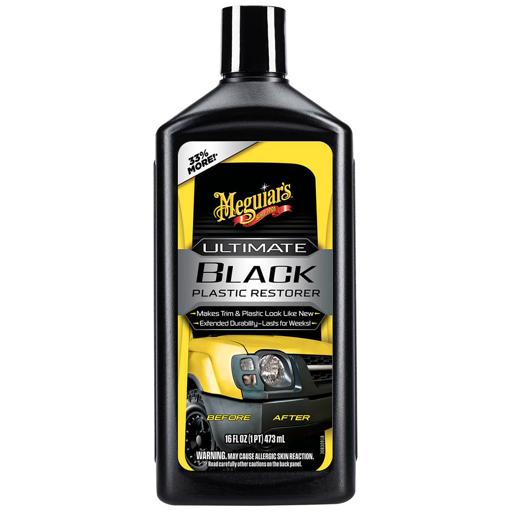 Meguiar's Ultimate Black Plastic Restorer - 16oz for Exterior Trim Protection and Restoration