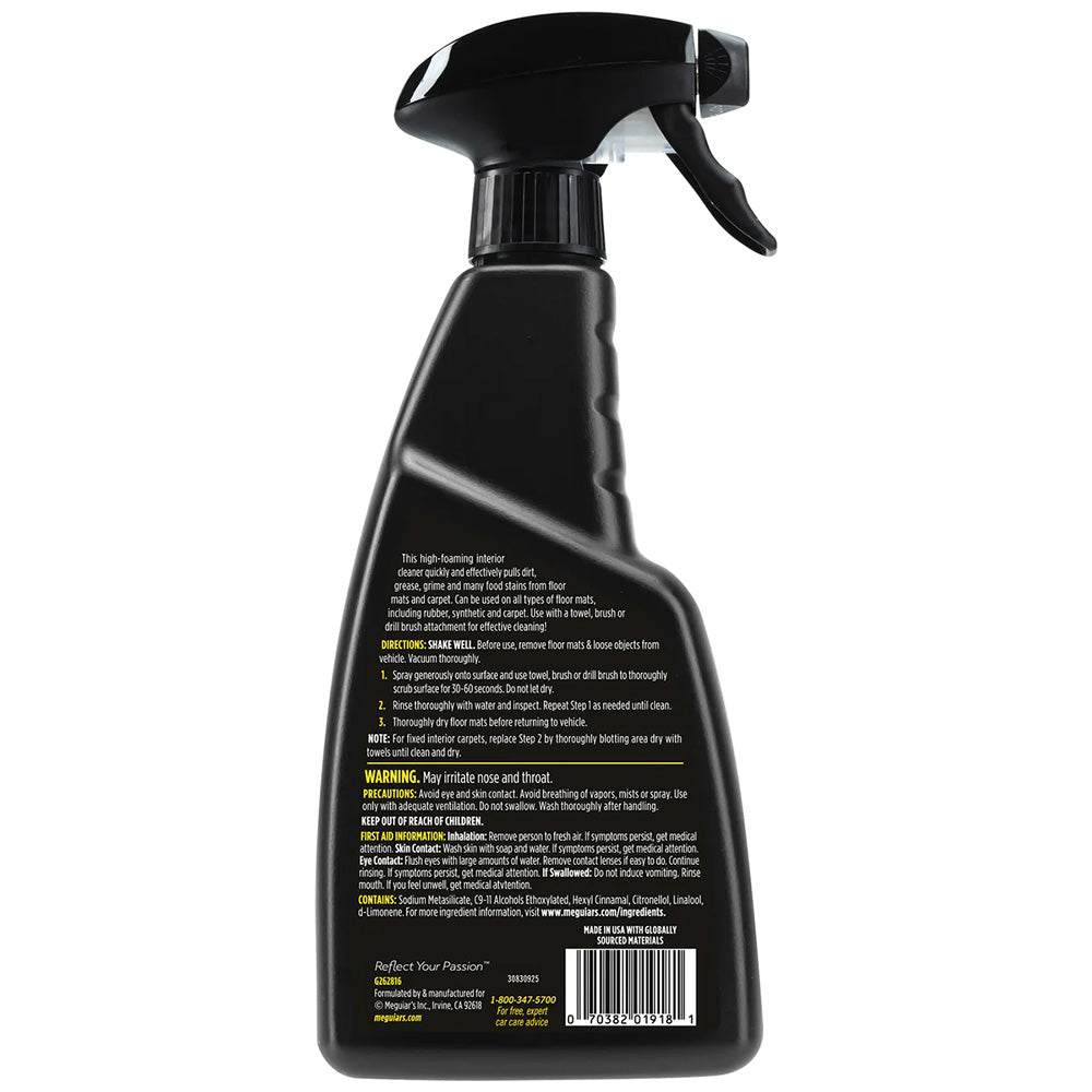 Meguiar's G262816 Foaming Floor Mat and Carpet Cleaner - 16 oz for Professional-Grade Interior Cleaning