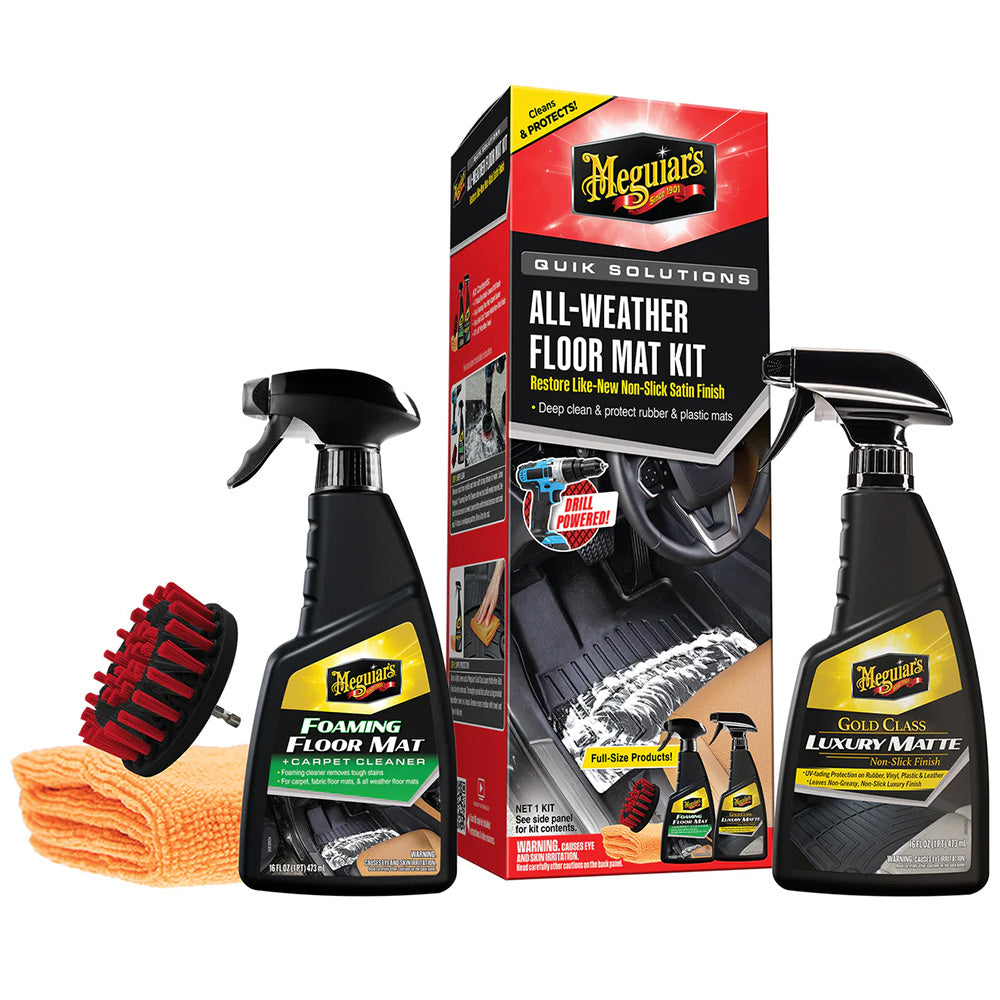 Meguiar's Quik Solutions All-Weather Floor Mat Kit for Deep Cleaning and UV Protection