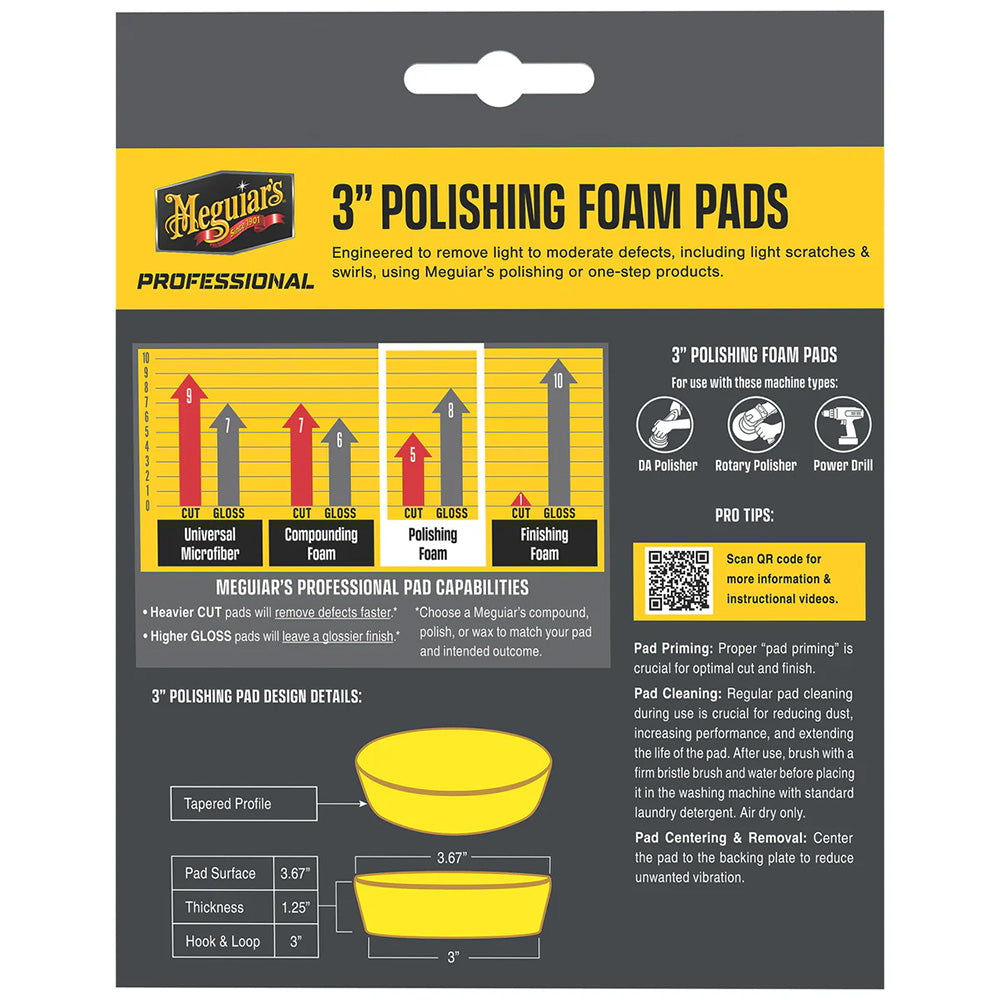 Meguiar's Professional 3-Inch Polishing Foam Pads – 3-Pack for Effective Paint Correction