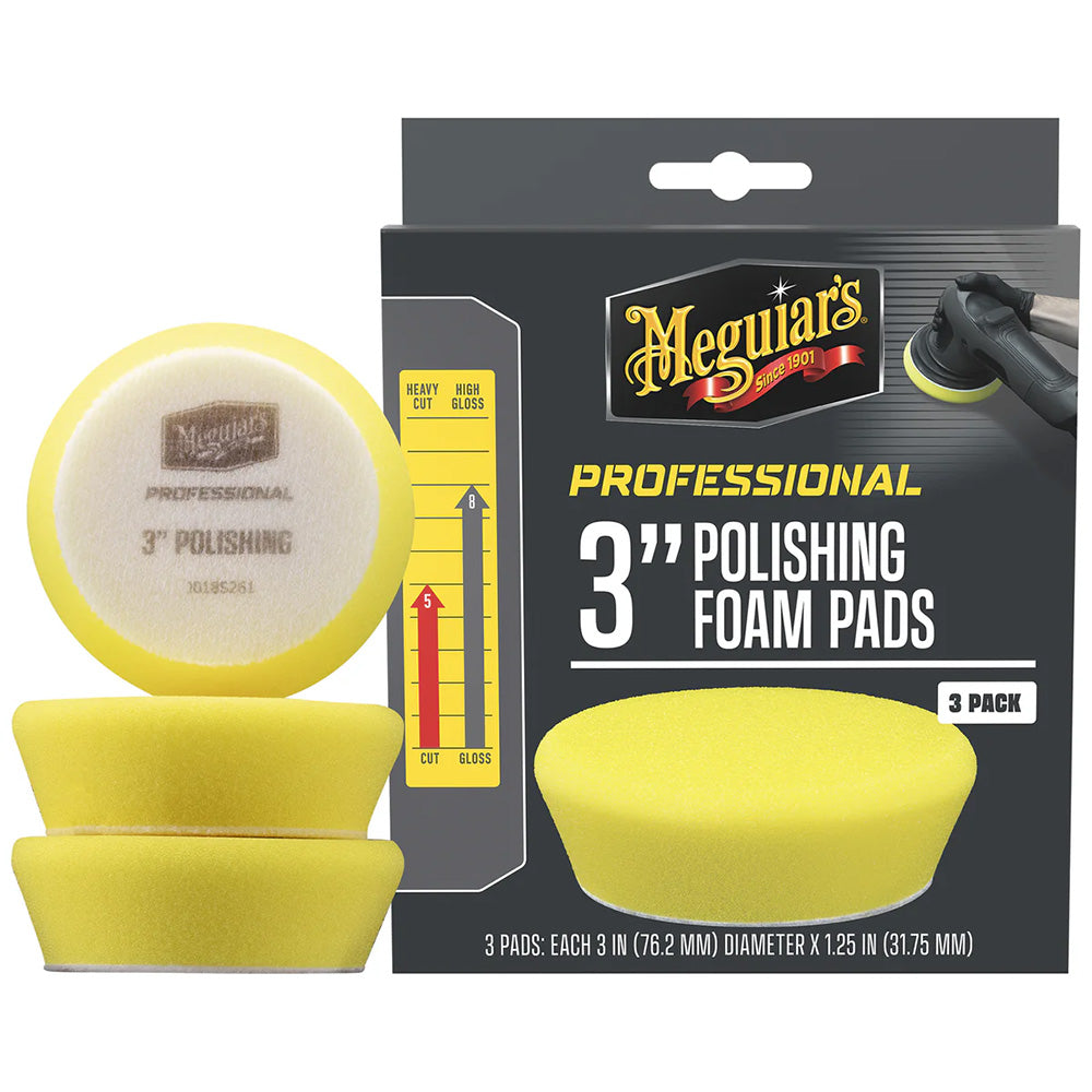 Meguiar's Professional 3-Inch Polishing Foam Pads – 3-Pack for Effective Paint Correction