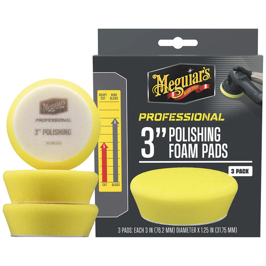 Meguiar's Professional 3-Inch Polishing Foam Pads – 3-Pack for Effective Paint Correction