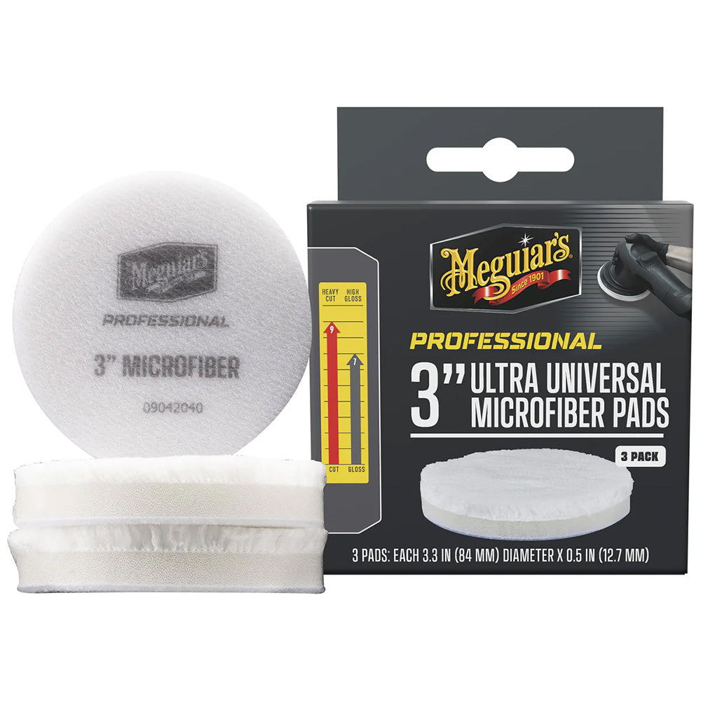 Meguiar's Professional 3-Inch Ultra Universal Microfiber Pads – 3-Pack for Effective Paint Correction and Detailing