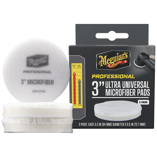 Meguiar's Professional 3-Inch Ultra Universal Microfiber Pads – 3-Pack for Effective Paint Correction and Detailing