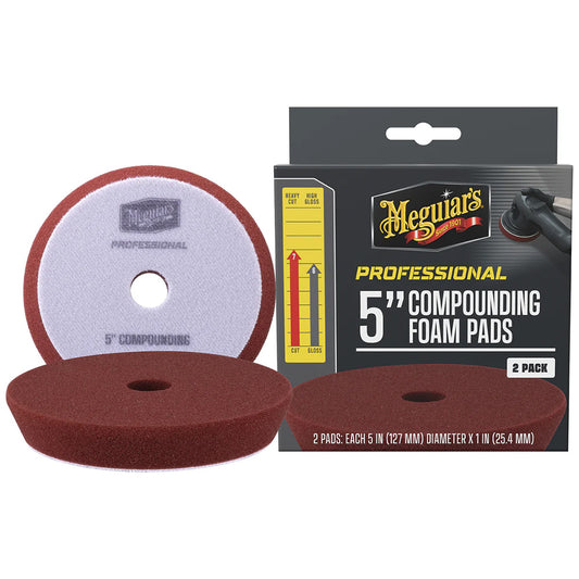 Meguiar's Professional 5-Inch Compounding Foam Pads – 2-Pack for Heavy Surface Defect Removal