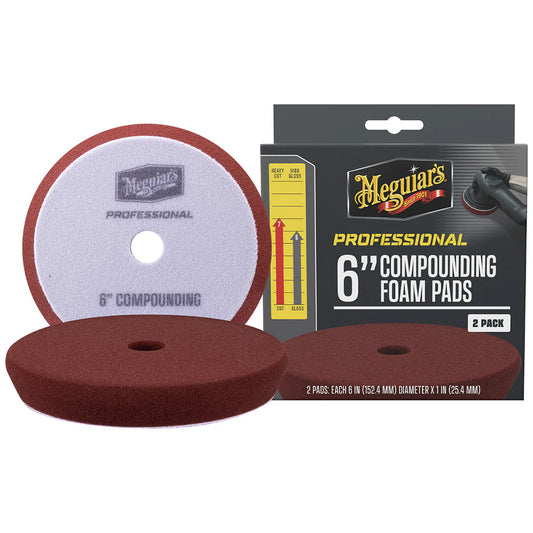 Meguiar's Professional 6-inch Compounding Foam Pads – 2-Pack for Heavy Surface Defect Removal