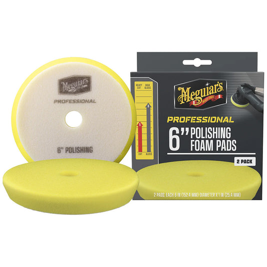 Meguiar's Professional 6-Inch Polishing Foam Pads - 2-Pack for Light to Moderate Paint Correction