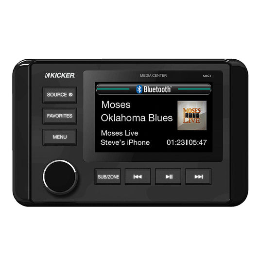 KICKER KMC4 Weather-Resistant Gauge-Style Media Center with Bluetooth and Full-Color Display