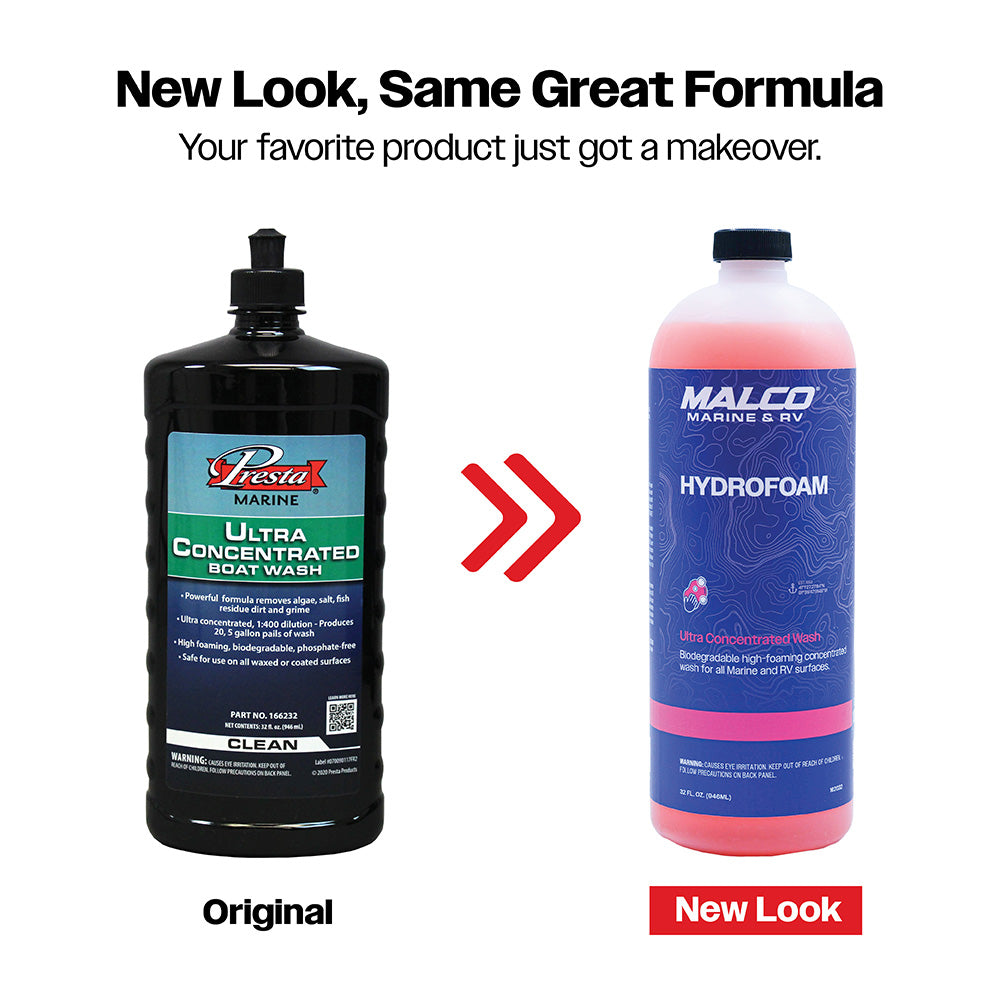 Malco HydroFoam Ultra Concentrated Boat Wash - 32oz for Marine & Yacht Cleaning