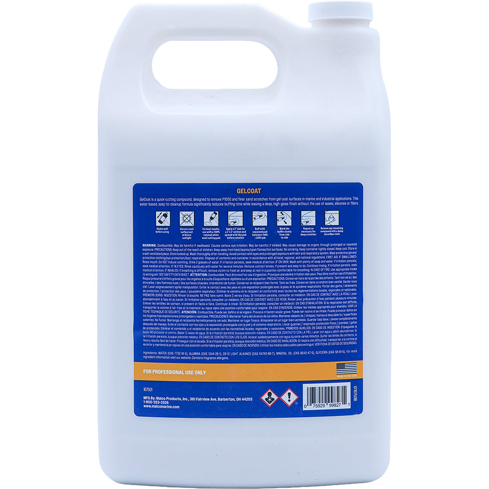 Malco Gel Coat Compound - 1 Gallon for Marine and Industrial Use