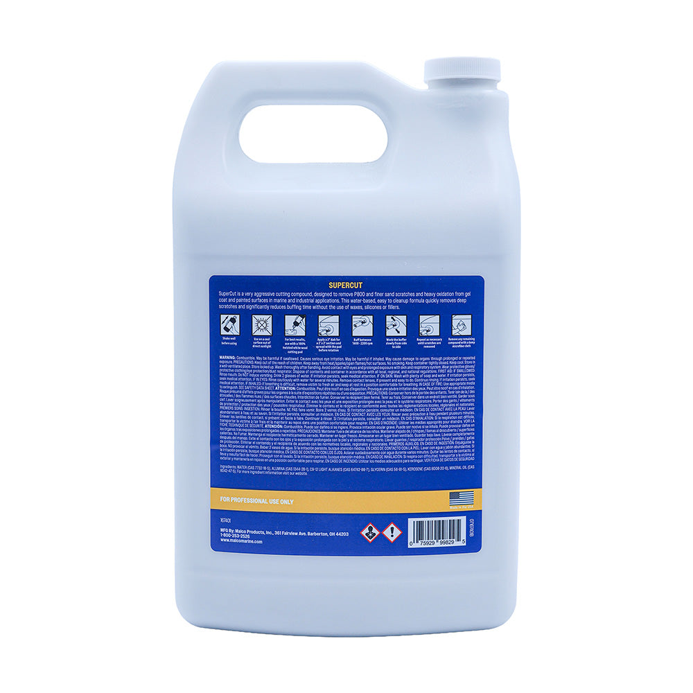 Malco Super Cut Compound - 1 Gallon for Gel Coat, Fiberglass, and Painted Surfaces
