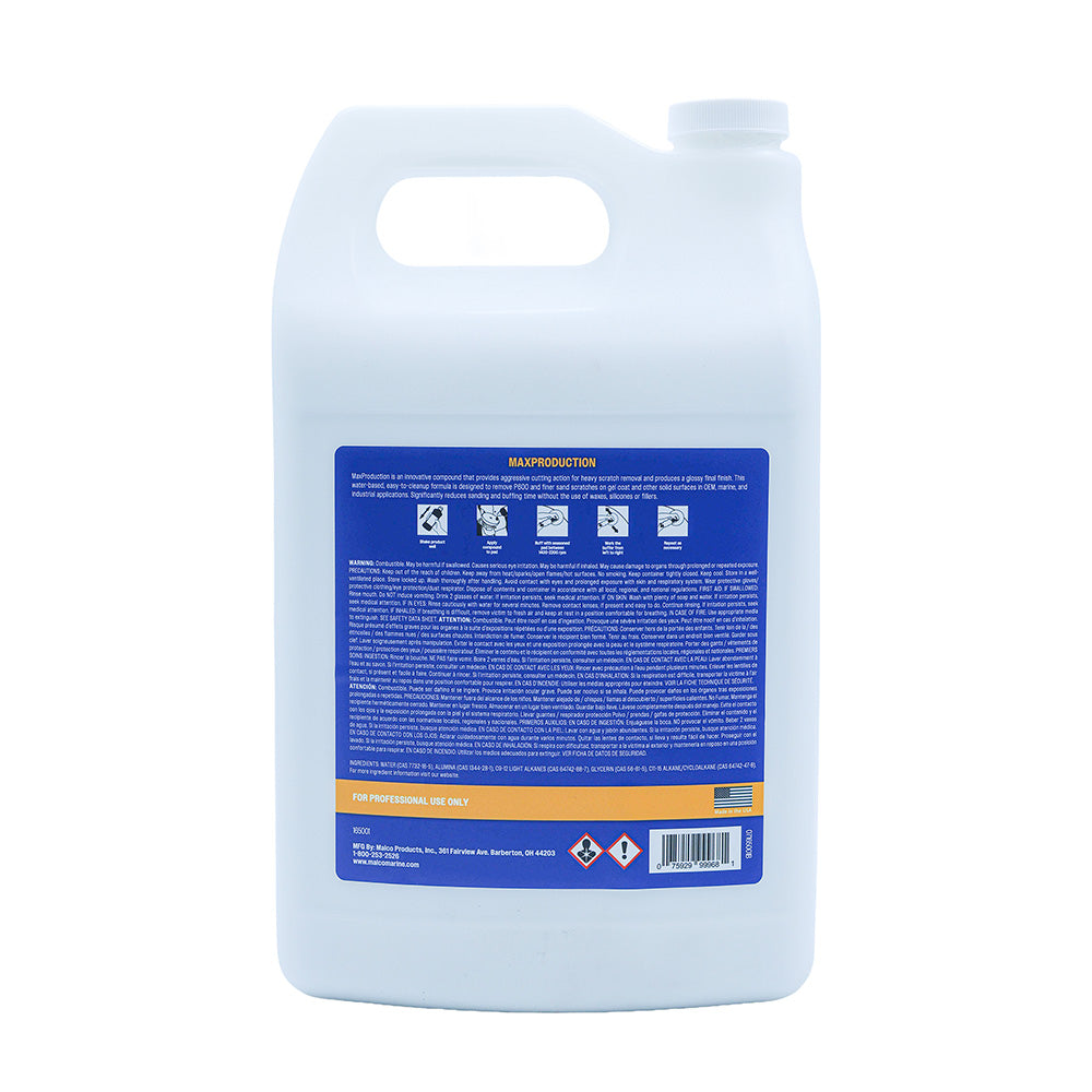 Malco MaxProduction Compound – 1 Gallon for Heavy Scratch Removal and Gloss Finish