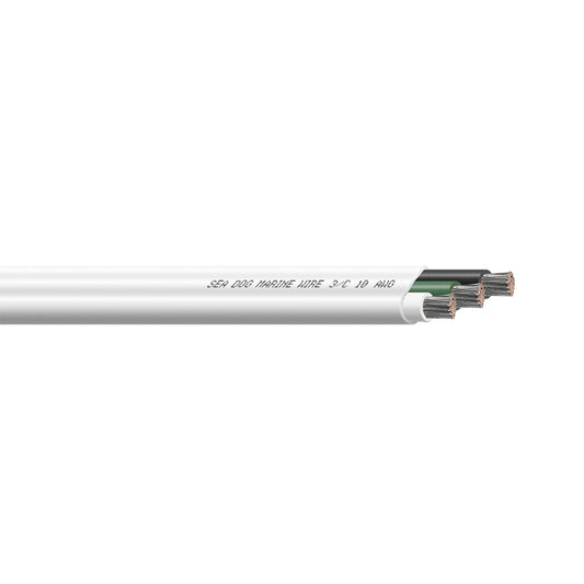 Sea-Dog 10/3 AWG Flat Triplex Marine Wire - White/Green/Black, 100 Feet