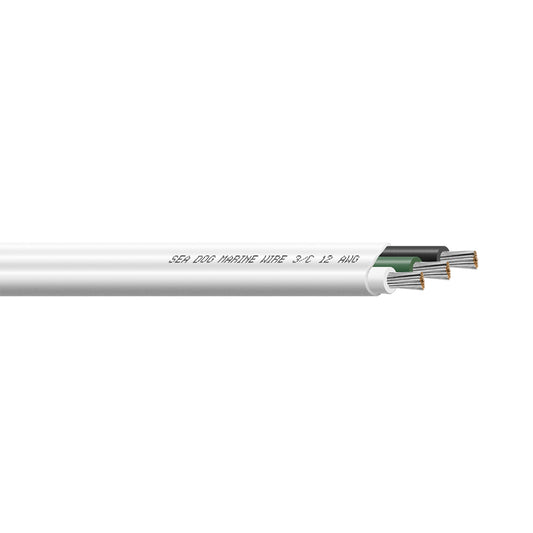 Sea-Dog 12/3 AWG Flat Triplex Marine Wire - White/Green/Black, 100 Feet