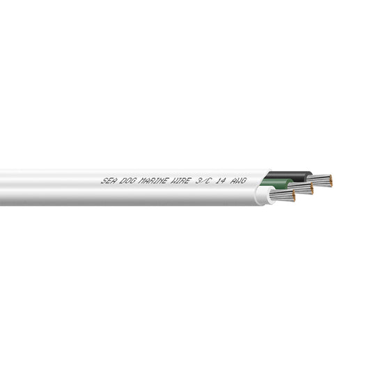 Sea-Dog 14/3 AWG Flat Triplex Marine Wire - White, Green, Black - 100 Feet