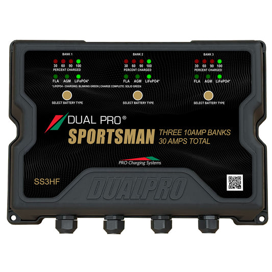 Dual Pro Sportsman Series HF Battery Charger SS3HF, 30 Amp 3-Bank Marine Charger