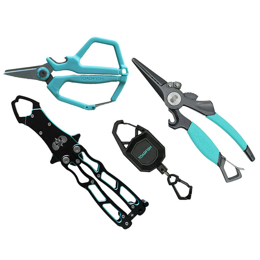 Toadfish Inshore Essentials Tool Kit with Elite Pliers, Fish Gripper and Braid Scissors 8066