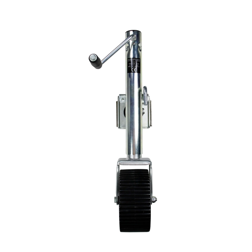 Powerwinch Utility Series Weld-On Trailer Jack - 1500 lb Capacity, Single Wheel Wide, Zinc Coated