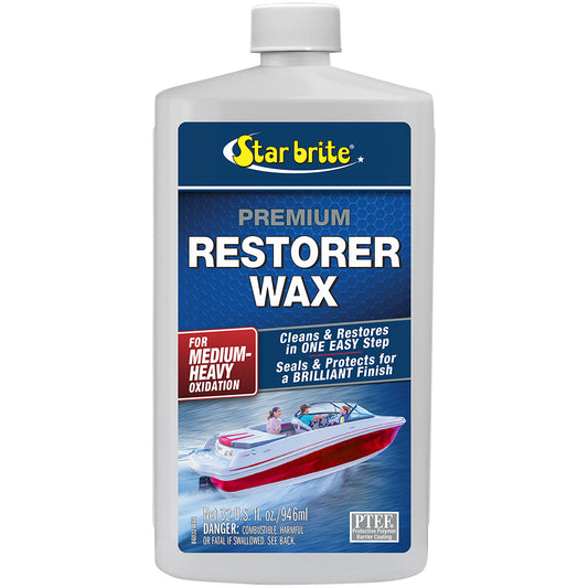 Star Brite Premium Restorer Wax for Medium to Heavy Oxidation, 32 oz – Restores Brilliance & Protects Surfaces