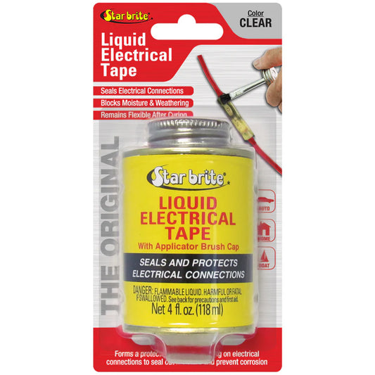Star brite Liquid Electrical Tape - Clear, 4 oz - Waterproof and UV-Resistant Coating for Marine and Outdoor Wiring