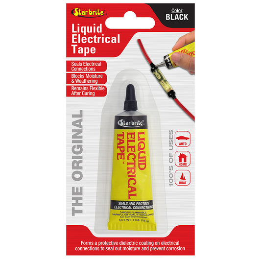 Star brite Liquid Electrical Tape - Black, 1 oz - Waterproof & UV-Resistant Insulation for Marine & Outdoor Wiring