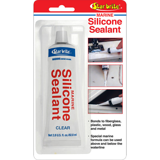 Star brite Marine Silicone Sealant - Clear - 2.8 oz for Waterproof Marine and Home Repairs