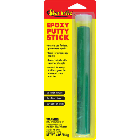 Star Brite Epoxy Putty Stick - 4 oz for Permanent Repairs on Fiberglass, Wood, Metal, and Plastics