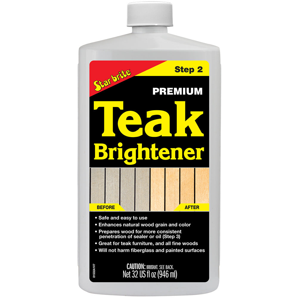 Star brite Premium Teak Brightener Step 2 - 32 oz for Restoring Weathered Teak and Fine Woods