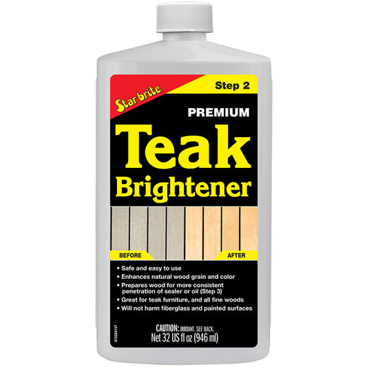 Star brite Premium Teak Brightener Step 2 - 32 oz for Restoring Weathered Teak and Fine Woods