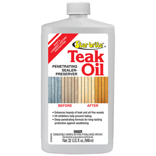 Star brite Teak Oil - Long Lasting Penetrating Sealer & Preserver with UV Inhibitors - 32 oz