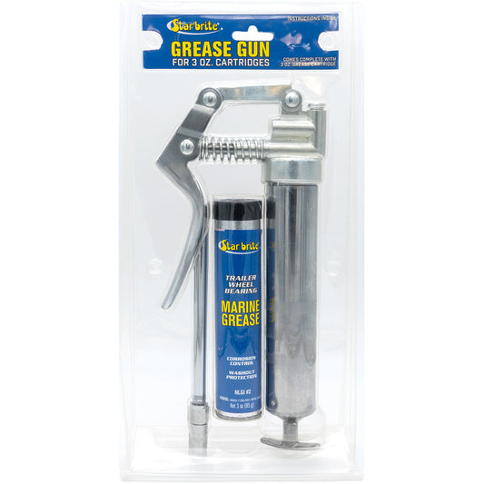 Star brite Pistol Grease Gun with Marine-Grade 3 oz Cartridge for Corrosion-Resistant Lubrication