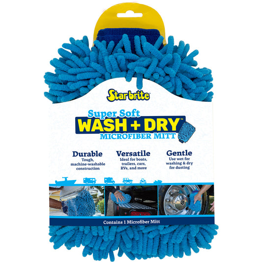 Star brite Microfiber Reggae Wash Mitt - Machine Washable, Scratch-Free Cleaning for Cars, Boats & Home Surfaces