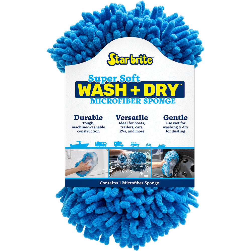 Star brite Microfiber Reggae Sponge - Dual-Sided Blue Scrubbing and Dusting Tool