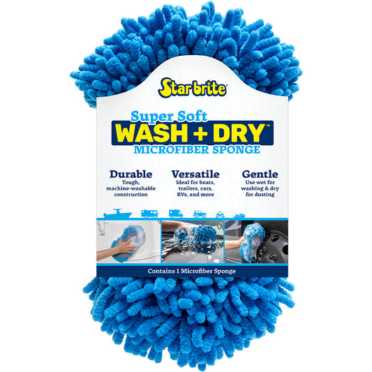 Star brite Microfiber Reggae Sponge - Dual-Sided Blue Scrubbing and Dusting Tool