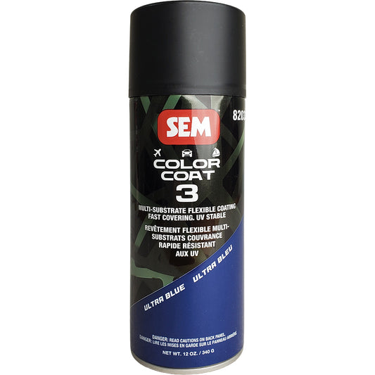 SEM Color Coat 3 Ultra Blue 12 oz - Flexible Automotive Coating for Various Substrates
