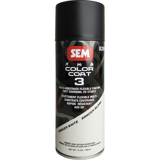 SEM Color Coat 3 Ranger White 12 oz - Flexible, Fade-Resistant Automotive Coating