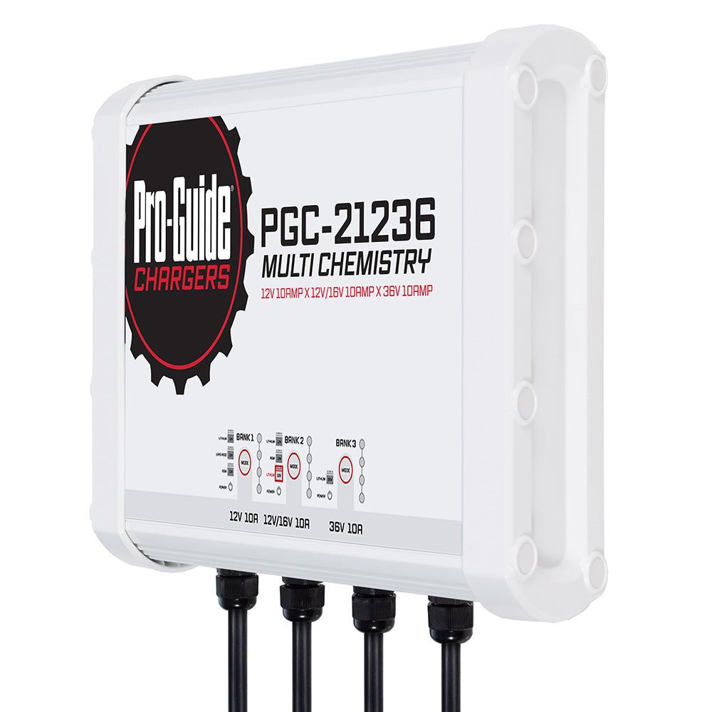 Pro-Guide Batteries 3 Bank On-Board Battery Charger PGC-21236 – 12V, 16V, and 36V Lithium and Lead Acid Compatible, 30 Amp