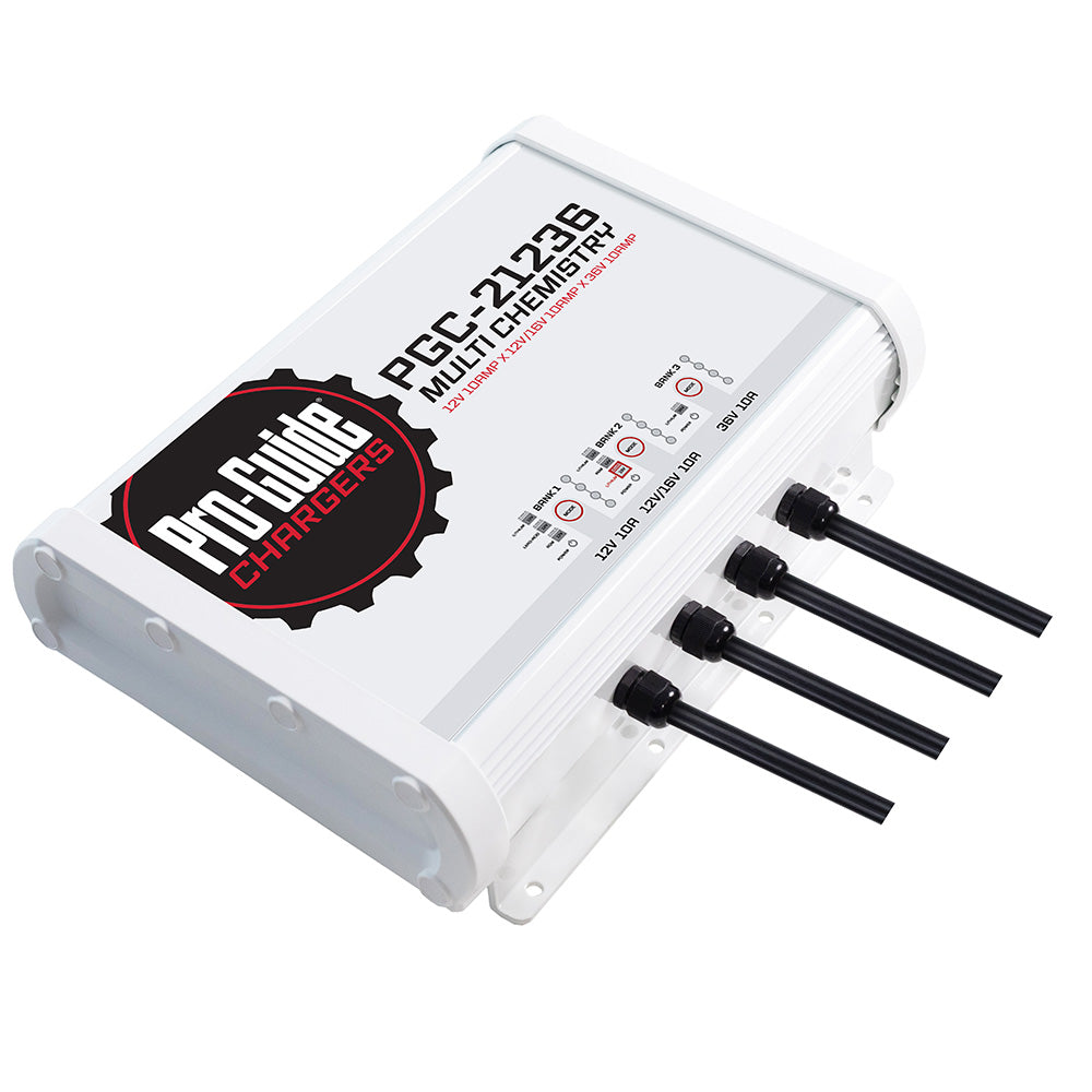 Pro-Guide Batteries 3 Bank On-Board Battery Charger PGC-21236 – 12V, 16V, and 36V Lithium and Lead Acid Compatible, 30 Amp