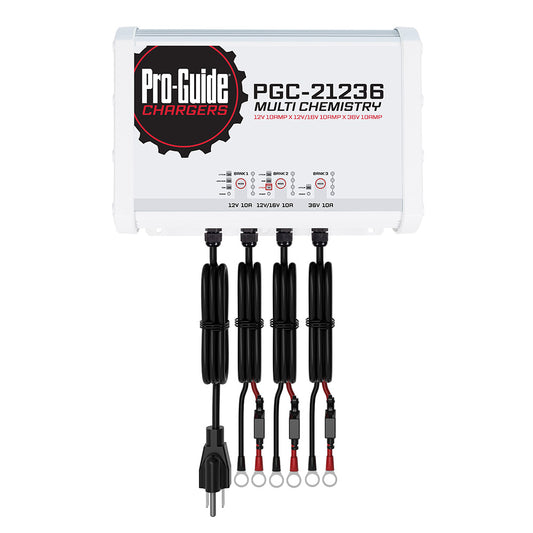 Pro-Guide Batteries 3 Bank On-Board Battery Charger PGC-21236 – 12V, 16V, and 36V Lithium and Lead Acid Compatible, 30 Amp